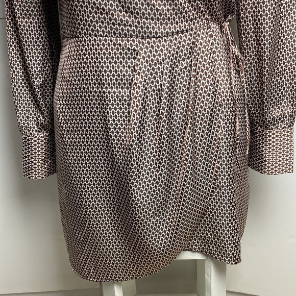 Abercrombie & Fitch Pleated Front Wrap Curve Front Long Sleeve Dress Sz Large P - Picture 6 of 17
